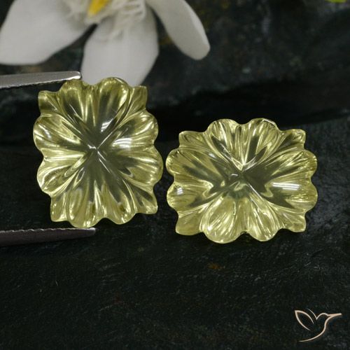 13.43ctw Naturale Giallo medio Quarzo, Taglio a fiore, Trasparente