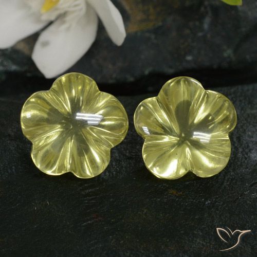 14.24ctw Naturale Giallo verdastro Quarzo, Taglio a fiore, Trasparente