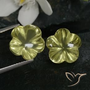 Gemme di Quarzo Giallo verdastro naturale da 14.24 ct, Taglio a fiore, Trasparente