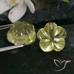 Gemme di Quarzo Giallo verdastro naturale da 14.24 ct, Taglio a fiore, Trasparente