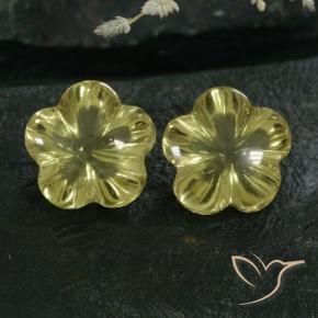 Gemme di Quarzo Giallo verdastro naturale da 8.80 ct, Taglio a fiore, Trasparente