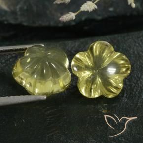 Gemme di Quarzo Giallo verdastro naturale da 8.80 ct, Taglio a fiore, Trasparente