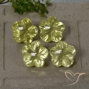 Gemme di Quarzo Giallo verdastro naturale da 18.70 ct, Taglio a fiore, Trasparente
