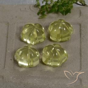Gemme di Quarzo Giallo verdastro naturale da 18.70 ct, Taglio a fiore, Trasparente