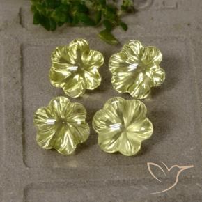 Gemme di Quarzo Giallo verdastro naturale da 11.71 ct, Taglio a fiore, Trasparente