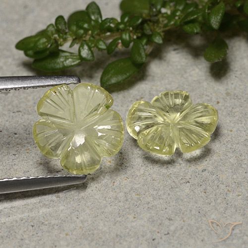 Gemme di Quarzo Giallo medio naturale da 2.15 ct, Taglio a fiore, Trasparente