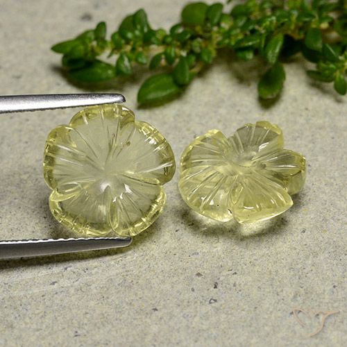 6.36ctw Naturale Giallo crema pallido Quarzo, Taglio a fiore, Trasparente