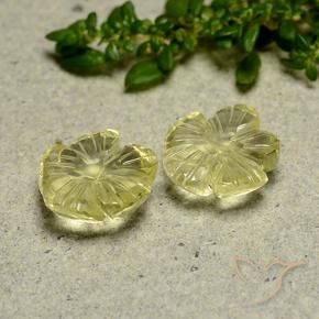 Gemme di Quarzo Giallo crema pallido naturale da 6.36 ct, Taglio a fiore, Trasparente