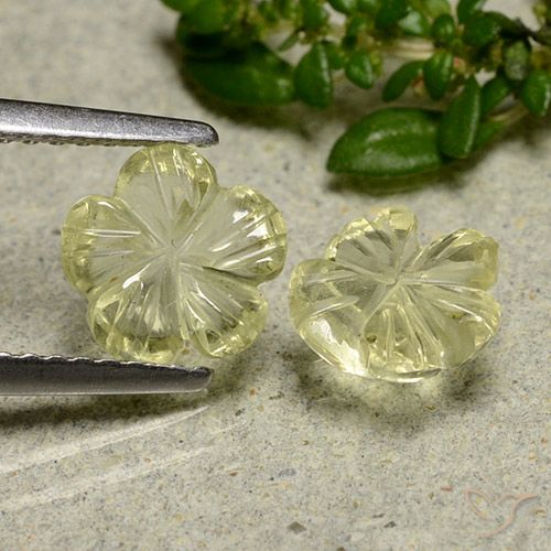 1.97ctw Naturale Giallo medio Quarzo, Taglio a fiore, Trasparente