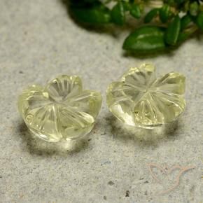 Gemme di Quarzo Giallo medio naturale da 1.97 ct, Taglio a fiore, Trasparente