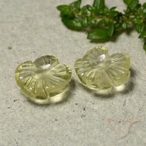 Gemme di Quarzo Giallo crema pallido naturale da 5.37 ct, Taglio a fiore, Trasparente