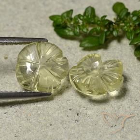 Gemme di Quarzo Giallo crema pallido naturale da 5.37 ct, Taglio a fiore, Trasparente