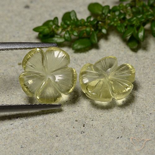 6.21ctw Naturale Giallo crema pallido Quarzo, Taglio a fiore, Trasparente