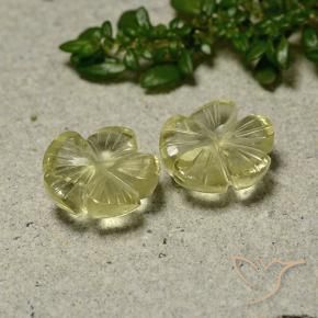 Gemme di Quarzo Giallo crema pallido naturale da 6.21 ct, Taglio a fiore, Trasparente