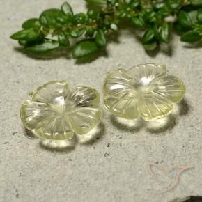 Gemme di Quarzo Giallo medio naturale da 3.68 ct, Taglio a fiore, Trasparente