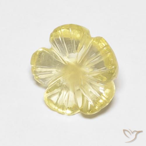 Quarzo Giallo crema pallido naturale da 2.49 ct, Taglio a fiore, Trasparente