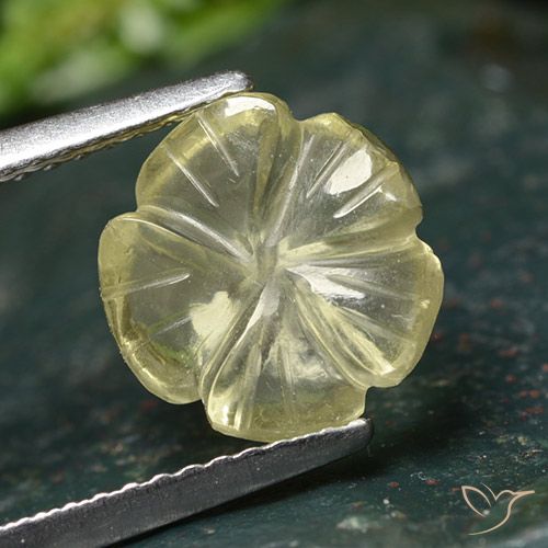 2.45ct Naturale Giallo chiaro verdastro Quarzo, Taglio a fiore, Trasparente