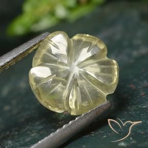 Quarzo Giallo chiaro verdastro naturale da 2.45 ct, Taglio a fiore, Trasparente