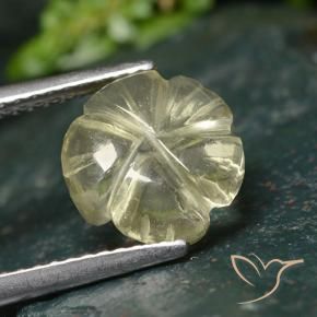 Quarzo Giallo chiaro verdastro naturale da 2.45 ct, Taglio a fiore, Trasparente