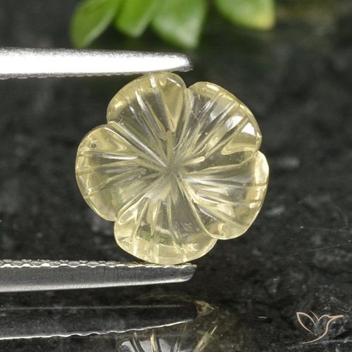 1.90ct Naturale Giallo pallido Quarzo, Taglio a fiore, Trasparente