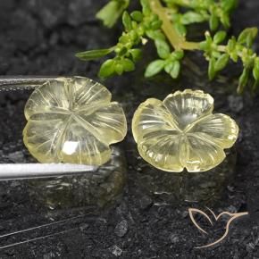 Gemme di Quarzo Giallo crema pallido naturale da 6.83 ct, Taglio a fiore, Trasparente