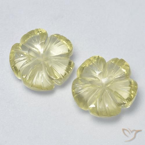 4.36ctw Naturale Giallo pallido Quarzo, Taglio a fiore, Trasparente