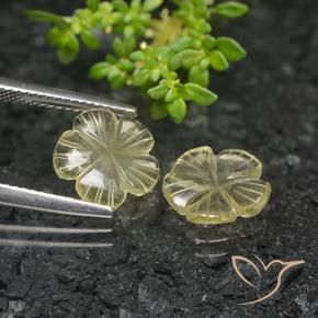 Gemme di Quarzo Giallo crema pallido naturale da 3.50 ct, Taglio a fiore, Trasparente