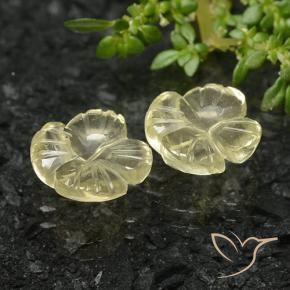Gemme di Quarzo Giallo verdastro naturale da 4.68 ct, Taglio a fiore, Trasparente