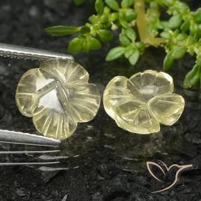 Gemme di Quarzo Giallo verdastro naturale da 4.68 ct, Taglio a fiore, Trasparente