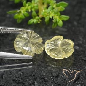 Gemme di Quarzo Giallo crema pallido naturale da 6.13 ct, Taglio a fiore, Trasparente
