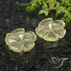 Gemme di Quarzo Giallo medio naturale da 5.58 ct, Taglio a fiore, Trasparente