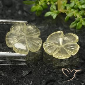 Gemme di Quarzo Giallo medio naturale da 5.58 ct, Taglio a fiore, Trasparente