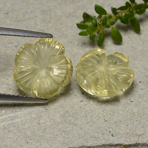 7.61ctw Naturale Giallo medio Quarzo, Taglio a fiore, Trasparente
