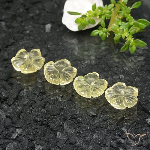 6.95ctw Naturale Giallo crema pallido Quarzo, Taglio a fiore, Trasparente