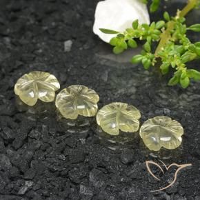 Gemme di Quarzo Giallo crema pallido naturale da 6.95 ct, Taglio a fiore, Trasparente