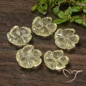 Gemme di Quarzo Giallo crema pallido naturale da 5.70 ct, Taglio a fiore, Trasparente