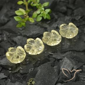 Gemme di Quarzo Giallo crema pallido naturale da 10.51 ct, Taglio a fiore, Trasparente