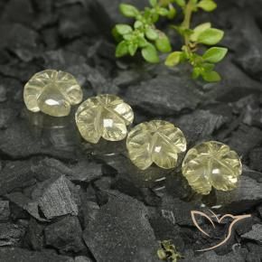 Gemme di Quarzo Giallo crema pallido naturale da 10.51 ct, Taglio a fiore, Trasparente