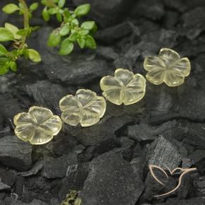 Gemme di Quarzo Giallo crema pallido naturale da 4.96 ct, Taglio a fiore, Trasparente