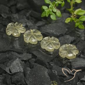 Gemme di Quarzo Giallo crema pallido naturale da 4.96 ct, Taglio a fiore, Trasparente