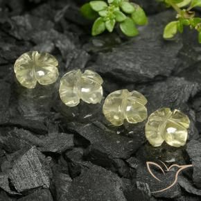 Gemme di Quarzo Giallo crema pallido naturale da 4.36 ct, Taglio a fiore, Trasparente