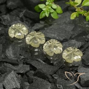 Gemme di Quarzo Giallo medio-chiaro naturale da 3.74 ct, Taglio a fiore, Trasparente