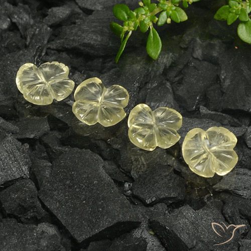 4.70ctw Naturale Giallo crema pallido Quarzo, Taglio a fiore, Trasparente
