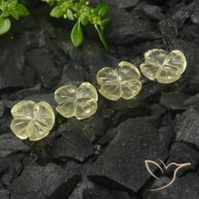 Gemme di Quarzo Giallo crema pallido naturale da 4.70 ct, Taglio a fiore, Trasparente