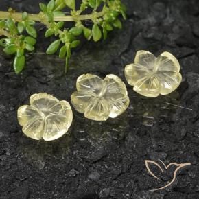 Gemme di Quarzo Giallo verdastro naturale da 7.35 ct, Taglio a fiore, Trasparente