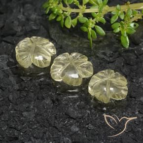 Gemme di Quarzo Giallo verdastro naturale da 7.35 ct, Taglio a fiore, Trasparente
