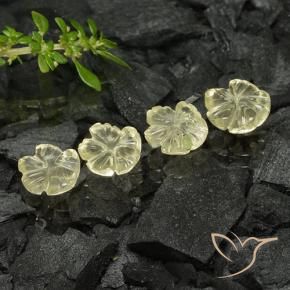 Gemme di Quarzo Giallo pallido naturale da 4.30 ct, Taglio a fiore, Trasparente