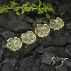 Gemme di Quarzo Giallo crema pallido naturale da 5.43 ct, Taglio a fiore, Trasparente