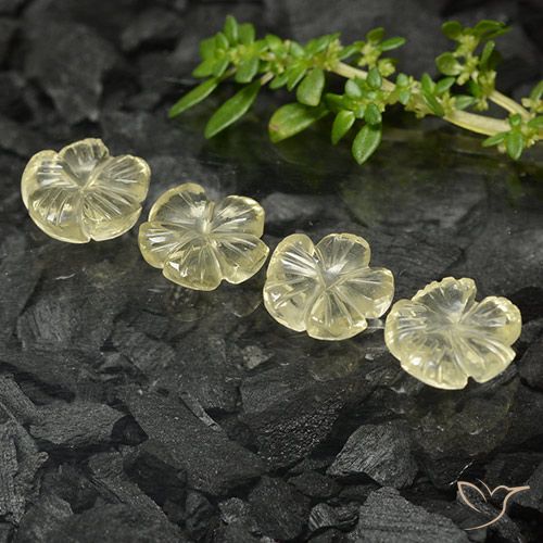 Gemme di Quarzo Giallo medio naturale da 6.50 ct, Taglio a fiore, Trasparente