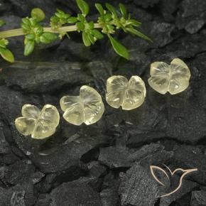Gemme di Quarzo Giallo pallido naturale da 3.36 ct, Taglio a fiore, Trasparente